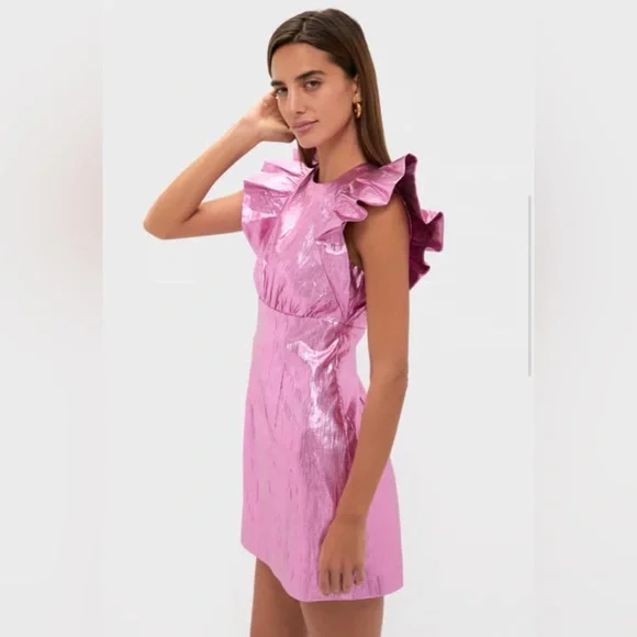 NWT HYACINTH HOUSE Pink Plisse Coolidge Mini Dress, Size XS - Picture 4 of 16